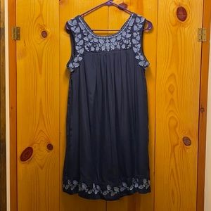 Lucky Brand Navy and Cornflower embroidered Dress
